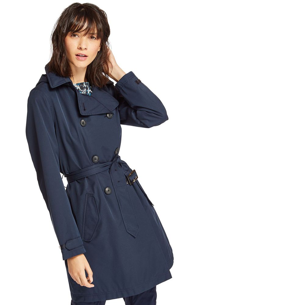 Abrigos Timberland Argentina Mujer - Classic Waterproof Trench - Azul Marino - MCVTEW-621